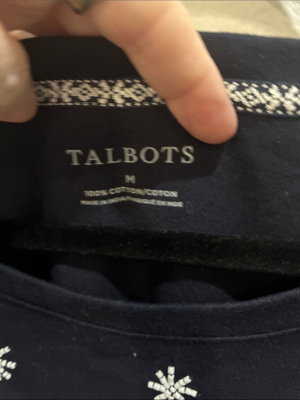Talbots Navy Long-Sleeve Top with Embroidered Polar Bears - Picture 3 of 8